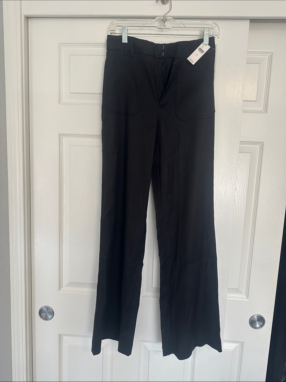 Anthropology Maeve Stretch Straight-Leg Pants — Black